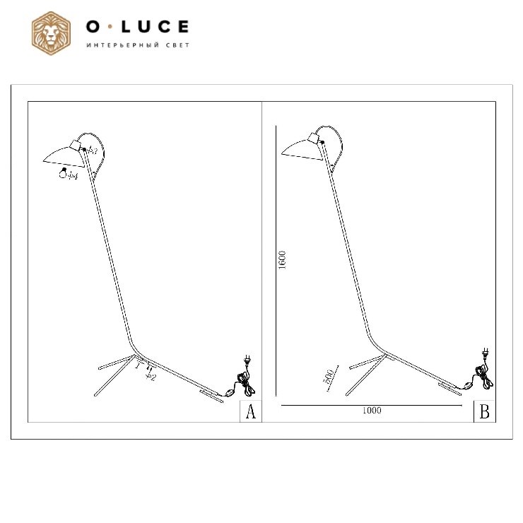 Торшер VV Cinquanta Black Gold в стиле Astep