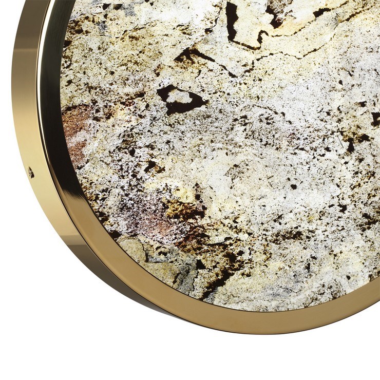 Настенно-потолочный светильник Stone Flake D30 каменный шпон золото