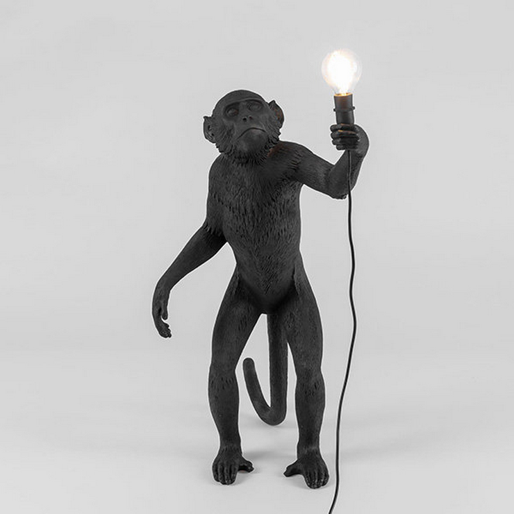 Торшер Обезьяна с Лампой Monkey Black Floor Lamp в стиле Seletti