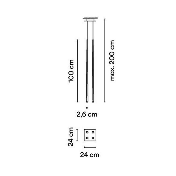 Люстра Slim 4 Black Square в стиле Vibia