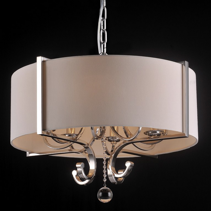 Cветильник Memphis, Nickel Clear crystal Shade beige D64*H43/163 сm