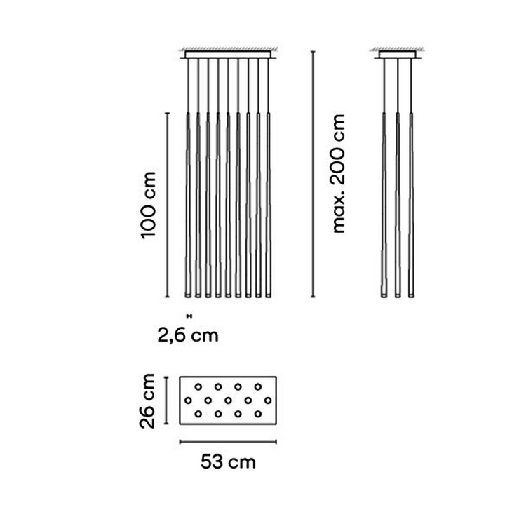 Люстра Slim 13 White Rectangle в стиле Vibia