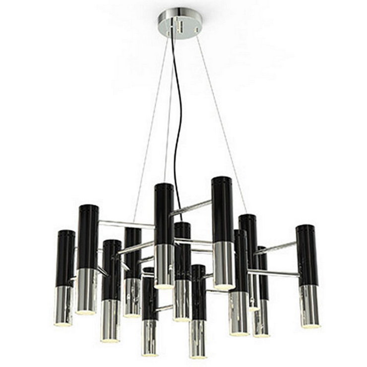 Люстра Ike 22 Lamp Черный+Серебряный в стиле Delightful