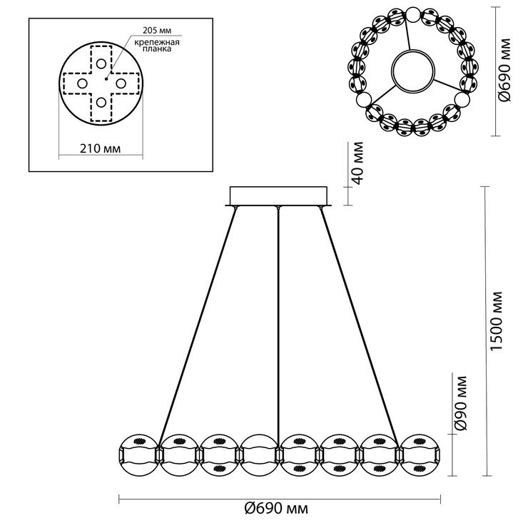 Люстра подвесная Austral D69 Gold