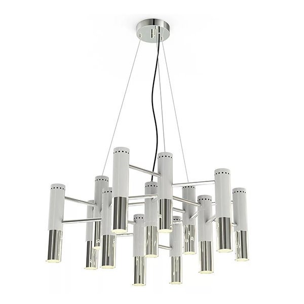Люстра Ike 19 Lamp Белый+Серебряный в стиле Delightful