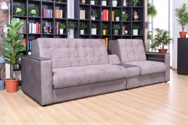 Модульный диван Поло Дубль (столик + розетки)