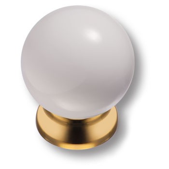Ручка-кнопка, 5102-102, d=28мм, металл/пластик, глянцевое золото/белый