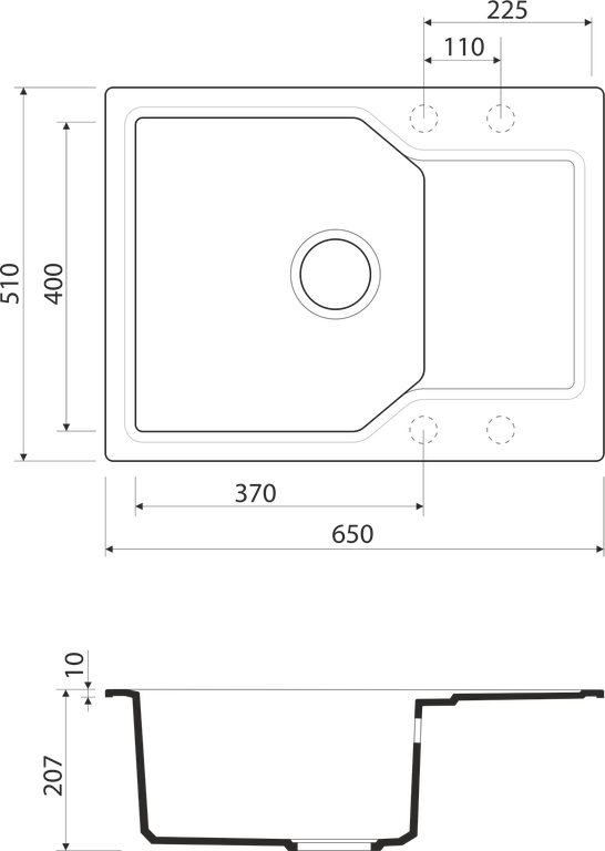 Мойка Yonaka 65-BL, Artgranit/черный