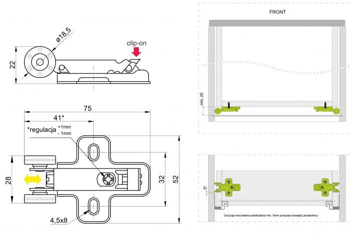 Стабилизатор для направляющих Modern Slide Push to open