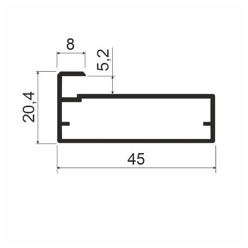 MZ13 Алюминиевый профиль для стекла, 45х21мм, L=6000мм, белый глянец
