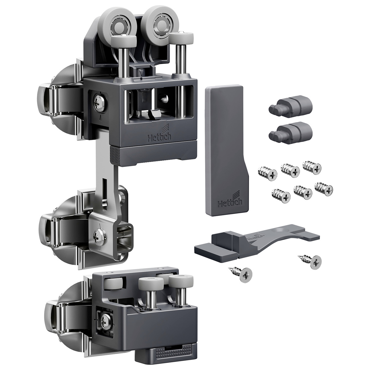 Комплект фурнитуры WingLine L, 25кг, самозакрывание, с ниж. напр. элементом, антрацит, левый