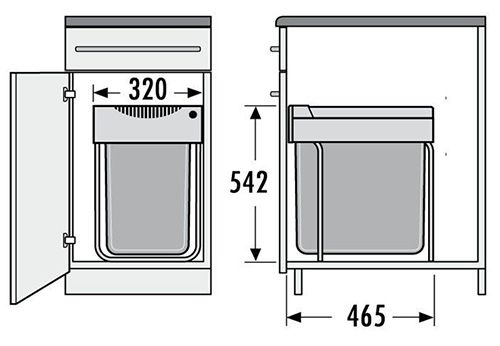 Система сортировки "Easy-Cargo", 1х40л, 320х465х542мм, в шкаф 400мм, серый