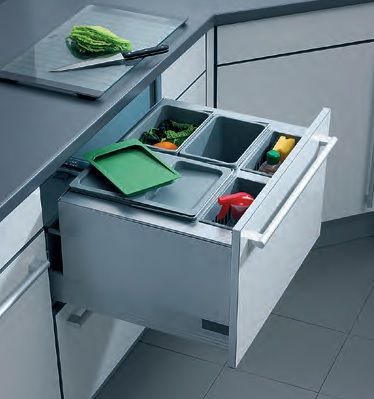 Система контейнеров "XXL", 1х12л, 1х18л, 1х4,1л, 433x330мм, в шкаф 450мм, пластик, серый