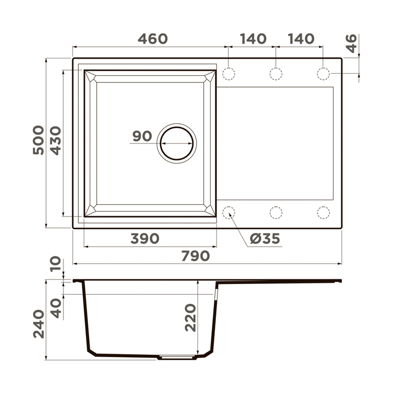 Мойка Sakaime 79-BL, Tetogranit/черный