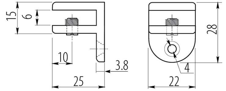 Полкодержатель для стекла 4-6мм, с зажимом, хром, GTV