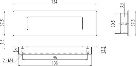 Ручка врезная, UZ-E6-096-05, 96мм, металл, алюминий, GTV