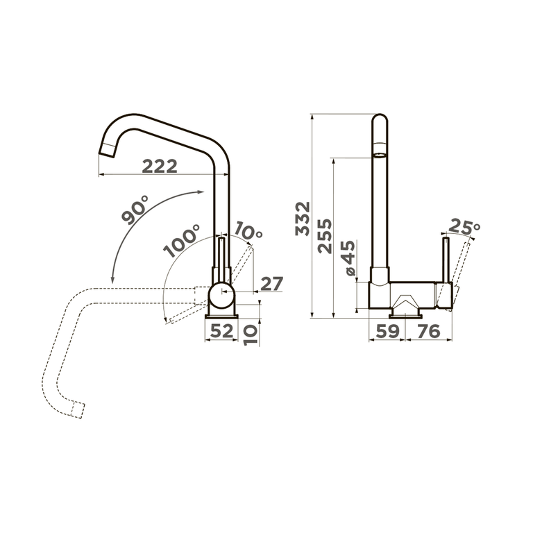 Смеситель Mori-C, латунь, хром