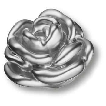 Ручка-кнопка, К1S, 60х60х40мм, композит, серебро, "Роза"