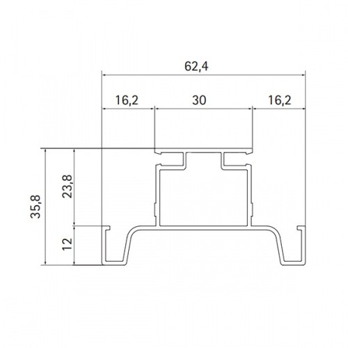 Ручка-профиль вертикальная средняя, 80/G3.6AL.04, L=4,7м, для ДСП 16мм, полированный никель
