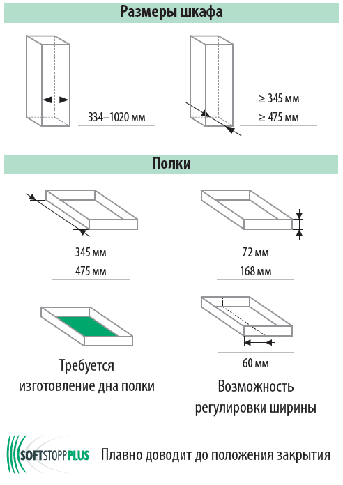 Полка выкатная Конеро, 450х760-820х168 мм, борт стекло, с направл. полн. выдв, черный, Kessebohmer