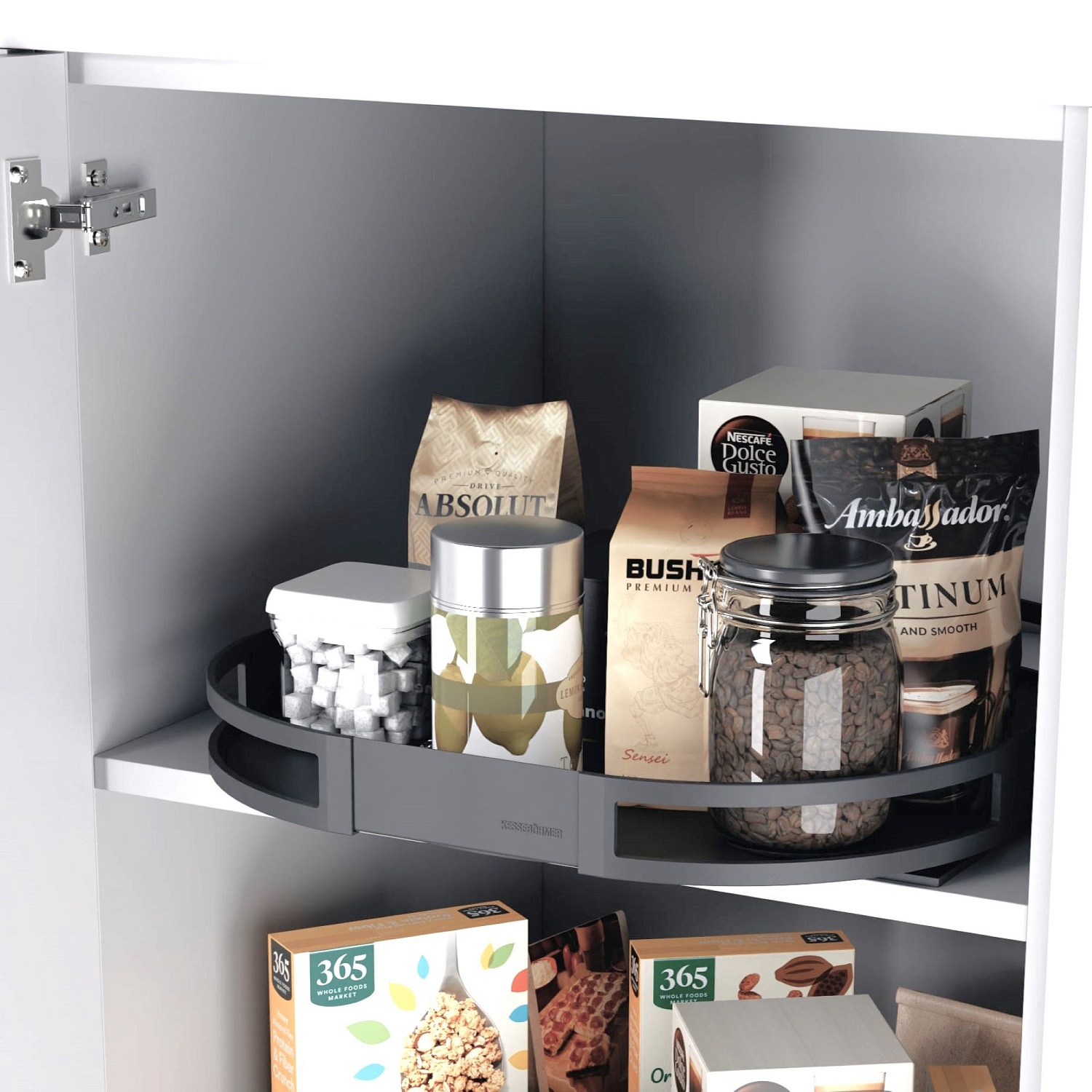 Карусель c 1 полкой ТорнМоушн III, дно антрацит, антислип, в шкаф на 600мм, антрацит, Kessebohmer