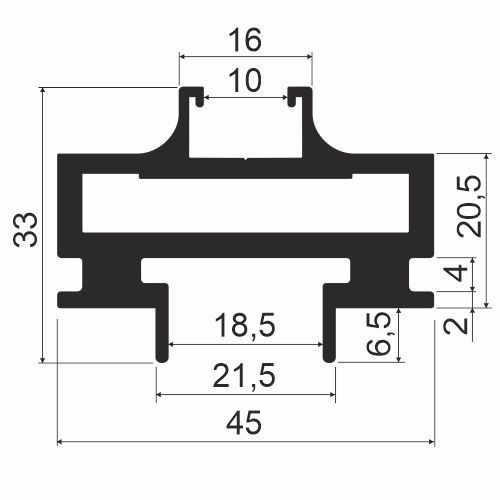 Профиль горизонтальный, L=3000мм, черный A26