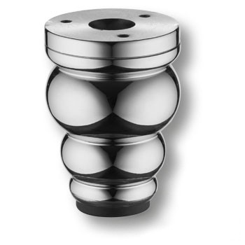 Опора декоративная мебельная регулируемая, d=58мм, h=80мм, алюминий/пластик, глянцевый хром