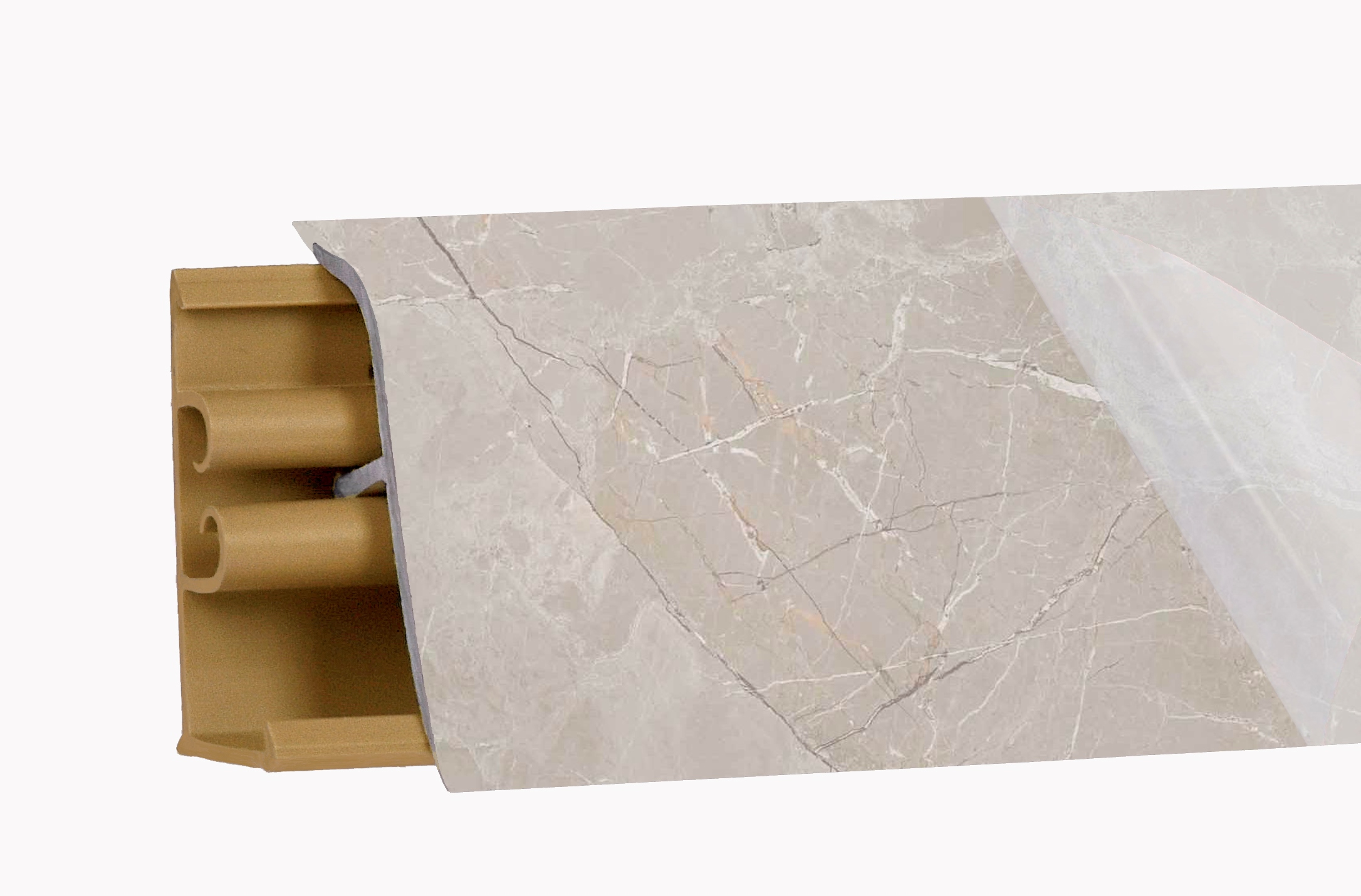 Плинтус LB-38, L=3000мм, мрамор серебристый, Россия