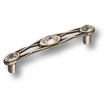 Ручка-скоба, 15.133.96.SWA.16, 96мм, металл/кристаллы Swarovski, старое серебро