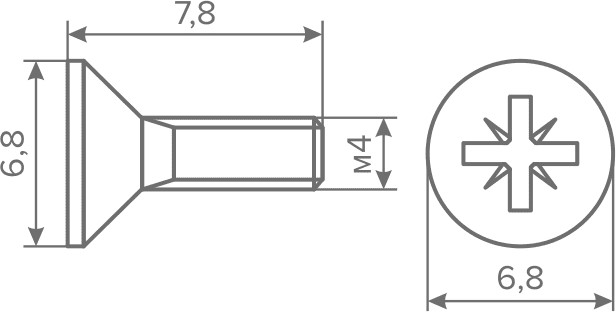 Винт M4х8, потайной, к крепежному уголку, цинк, AQ