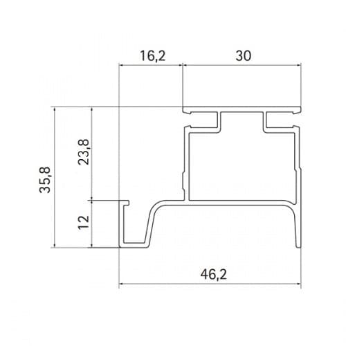Ручка-профиль вертикальная крайняя, 80/G3.7AL.04, L=4,7м, для ДСП 16мм, полированный никель