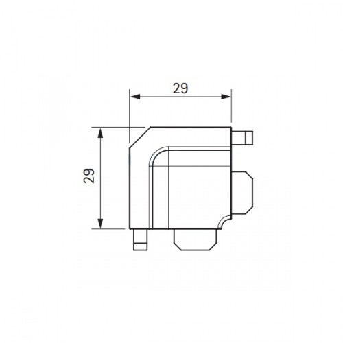 Внутренний угол 90*, алюминий, для профиль-ручки GOLA, для верхнего ящика, алюминий