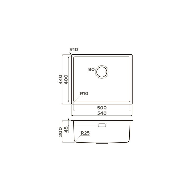 Мойка Tadzava 54-U/I-Ultra-IN, нержавеющая сталь, нержавеющая сталь