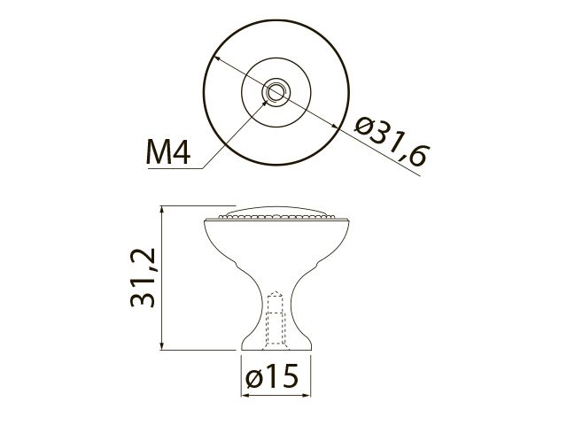 Ручка-кнопка, IMPERIA, d=32мм, металл, шлифованный сатин, GTV