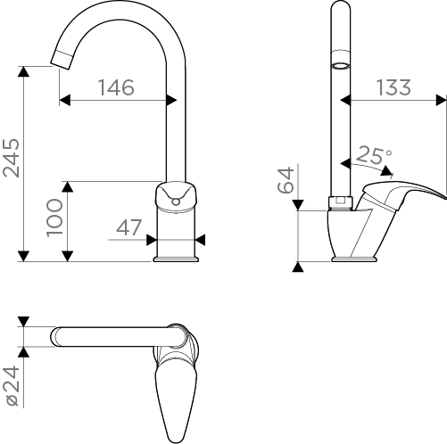 Смеситель Umi-C, латунь, хром