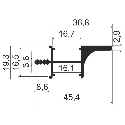 Профиль врезной с двухсторонней подсветкой, h=19,3мм, L=4м, инокс
