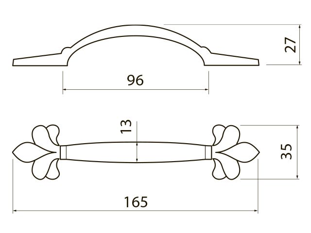 Ручка-скоба, ROYAL3, 96мм, металл, белый/золото
