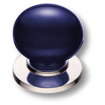 Ручка-кнопка, 3005-51-KOBALT PEARL, d=32мм, керамика/металл, синий/глянцевый никель