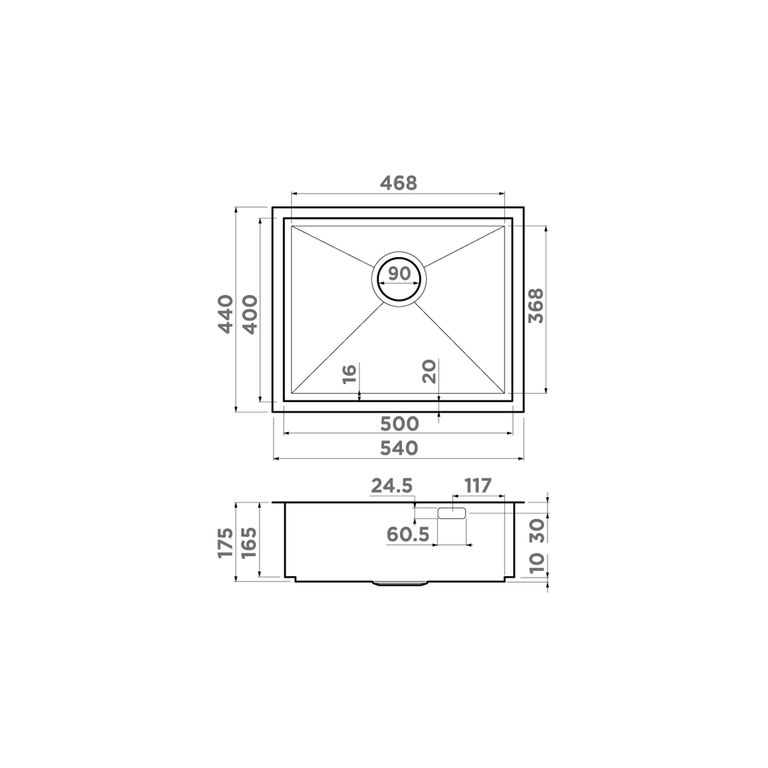 Мойка Kasen 54-16 INT GM, нержавеющая сталь, вороненая сталь