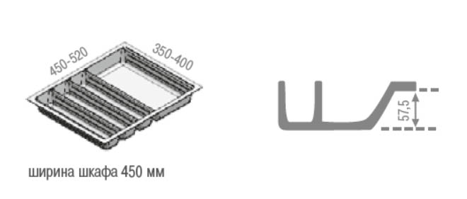 Вкладыш на 450мм для кухонных принадлежностей, серый, Scoop II