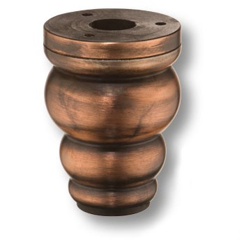 Опора декоративная мебельная регулируемая, d=58мм, h=80мм, алюминий/пластик, античная медь