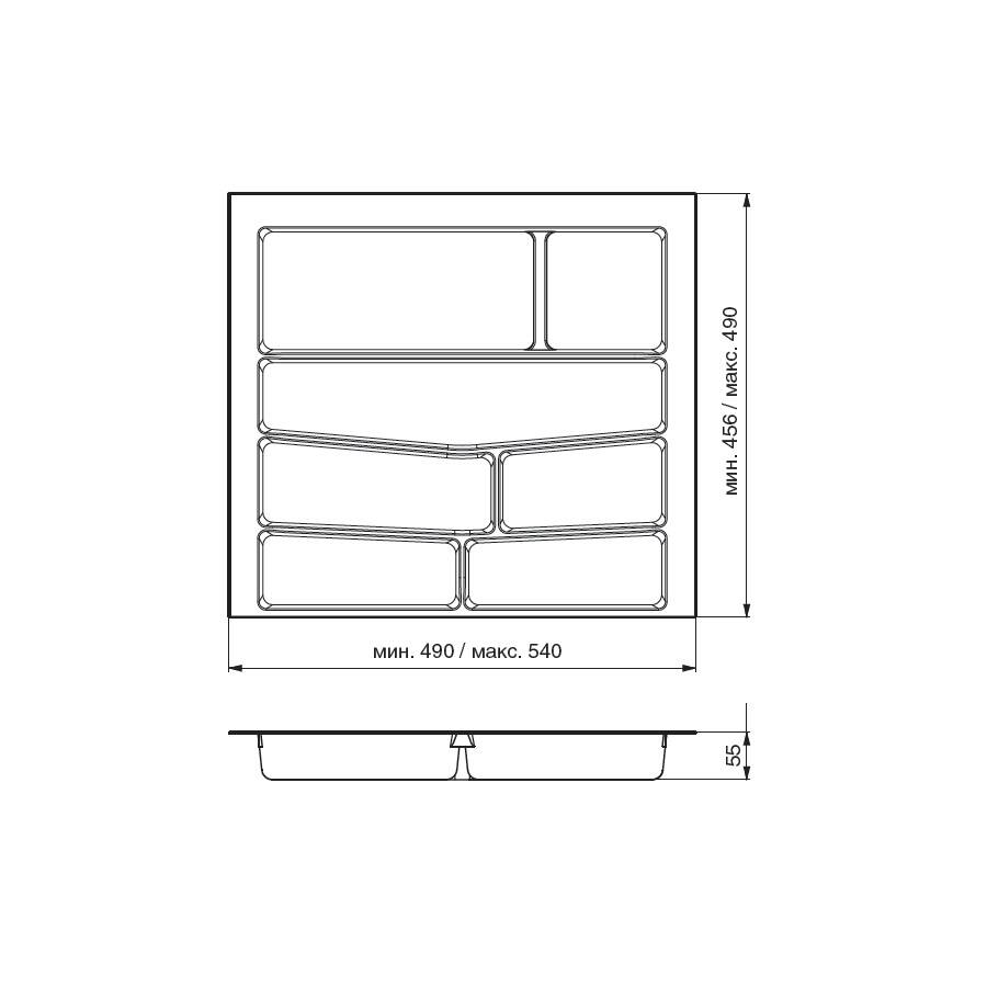 Вкладыш на 600мм для кухонных принадлежностей, белый, Volpato