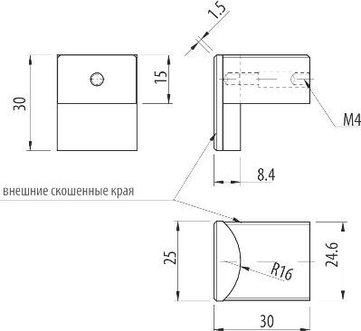 Ручка-кнопка, ARES, 30х25х30мм, металл, черный, GTV