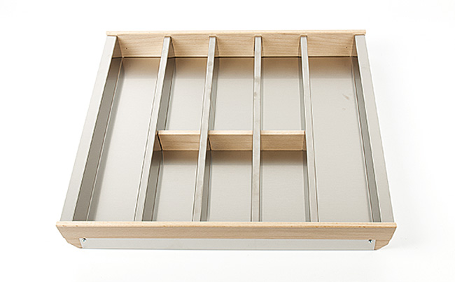 Вкладыш на 600мм для кухонных принадлежностей, металл/дерево, нерж. сталь/бук, Cassetto 