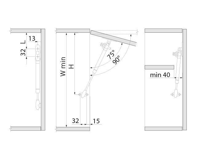 Кронштейн газовый 50N с доводчиком, серый, GTV