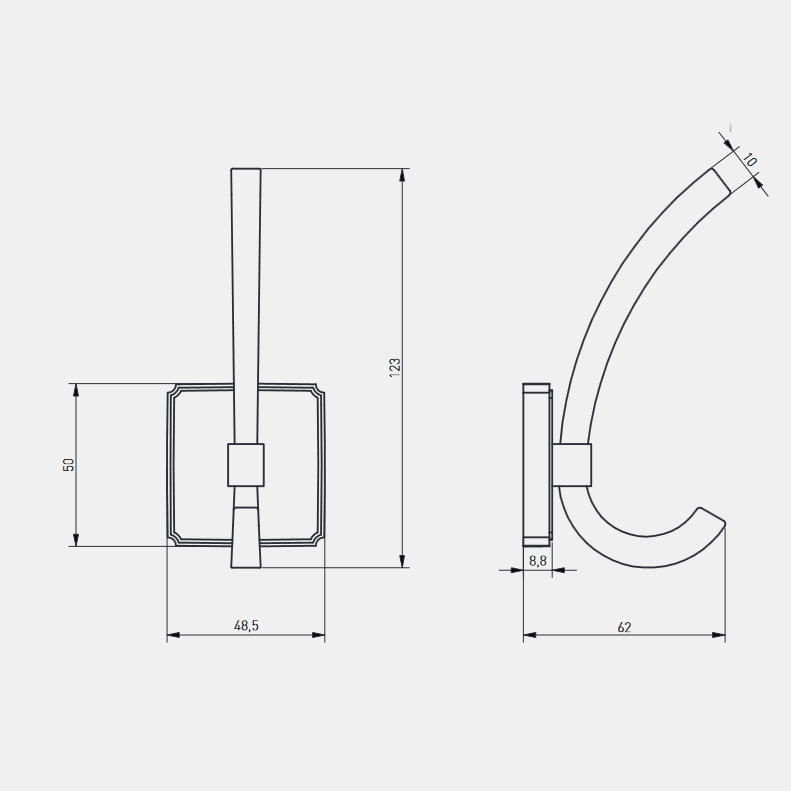 Крючок, CAPITAL, двухрожковый, металл, брашированное золото, GTV