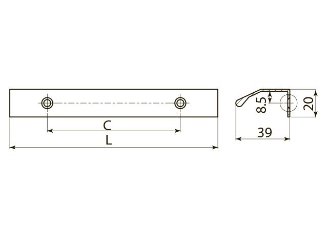 Ручка торцевая, TREX, 224/250мм, металл, черный матовый, GTV