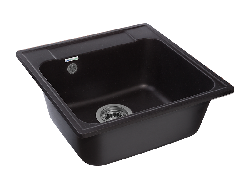 Мойка GranFest QUARZ 48, 478х478 мм, черный (квадратная, без сифона)