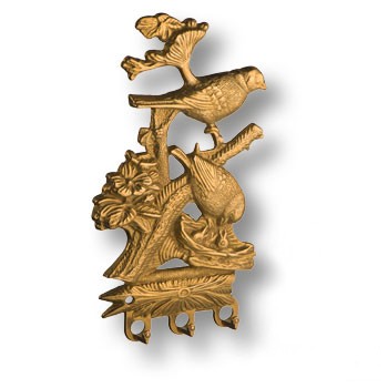 Держатель для ключей "Две птицы", 16.8597, латунь, глянцевая латунь