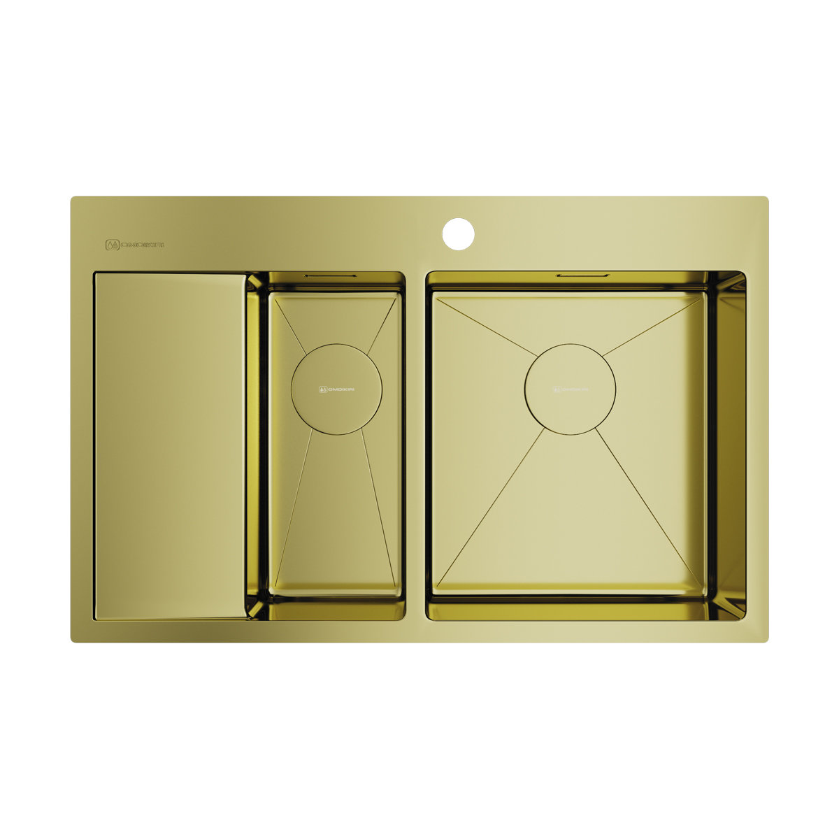 Мойка Akisame 78-2-LG-R, нержавеющая сталь, светлое золото  